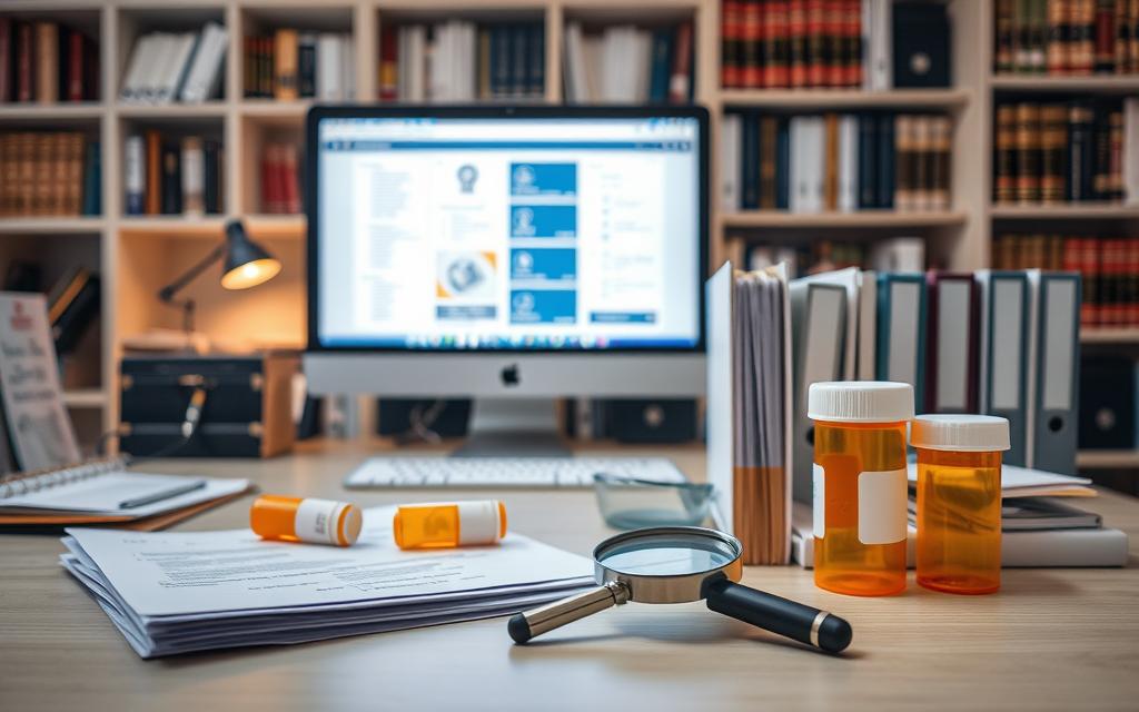 A Well-Organized Medical Evidence Documentation Scene Set In A Clean, Professional Environment. In The Foreground, Examination Papers, Prescription Bottles, And A Magnifying Glass Sit On A Tidy Desk, Illuminated By Warm, Indirect Lighting. The Middle Ground Features A Computer Monitor Displaying Digital Patient Records, Alongside A Neatly Organized Filing System. In The Background, A Bookshelf Filled With Medical Journals And Legal Tomes Creates A Sense Of Authority And Attention To Detail. The Overall Mood Is One Of Diligence, Care, And A Dedication To Building A Strong Malpractice Case. A Well-Organized Medical Evidence Documentation Scene Set In A Clean, Professional Environment. In The Foreground, Examination Papers, Prescription Bottles, And A Magnifying Glass Sit On A Tidy Desk, Illuminated By Warm, Indirect Lighting. The Middle Ground Features A Computer Monitor Displaying Digital Patient Records, Alongside A Neatly Organized Filing System. In The Background, A Bookshelf Filled With Medical Journals And Legal Tomes Creates A Sense Of Authority And Attention To Detail. The Overall Mood Is One Of Diligence, Care, And A Dedication To Building A Strong Malpractice Case.